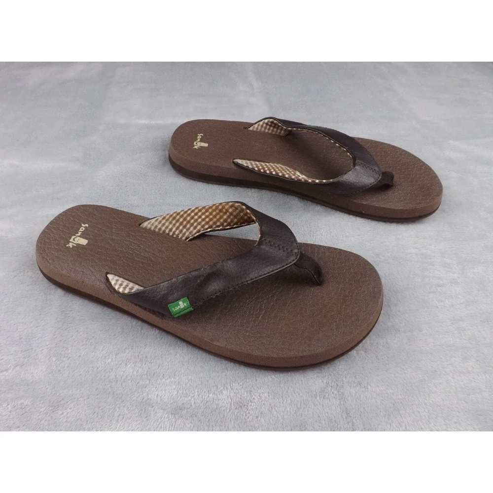 Sanuk Flip Flops Men's Size 7 Brown Sandals‎ Casual Beach